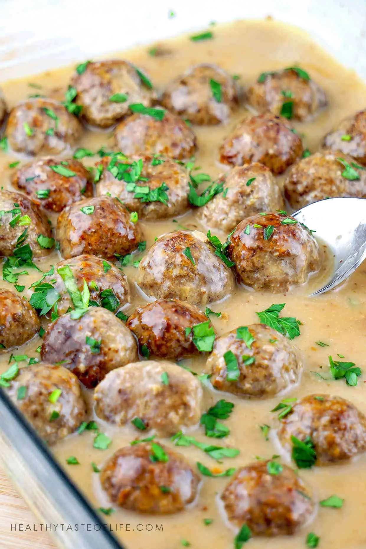 Healthy Homemade Gluten Free Swedish Meatballs With Beef, Turkey  Baked In the Oven + Dairy Free Sauce Recipe
