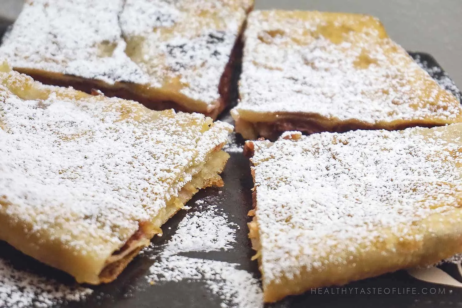 stuffed flatbread recipe with apples and sour cherries