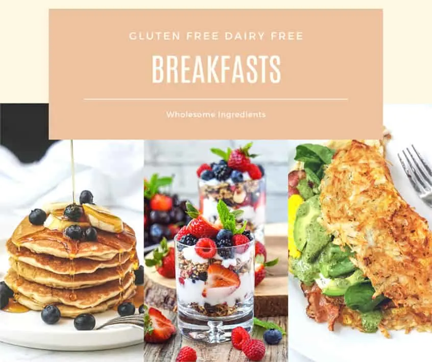Healthy gluten and dairy free breakfasts shown in the recipe book.