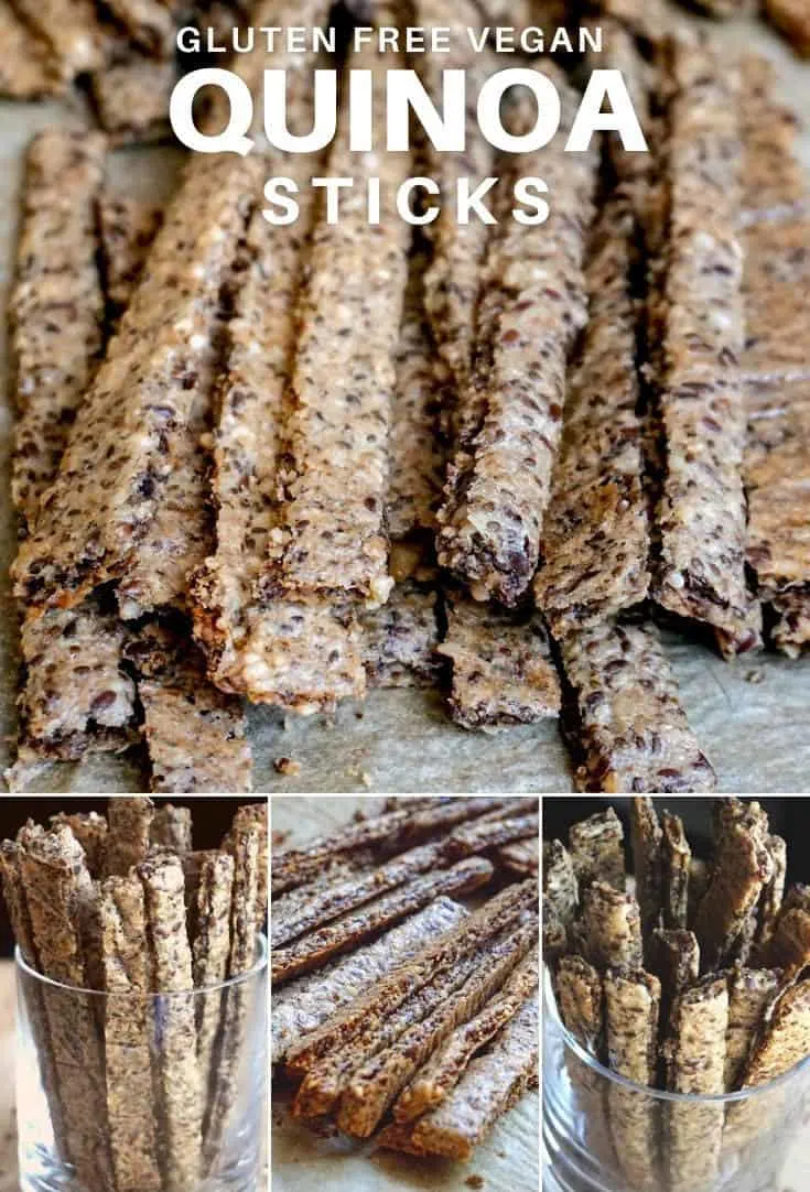 Picture showing these quinoa crakers sticks from different angles.