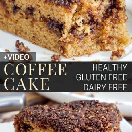 Healthy Gluten Free Coffee Cake Recipe With Cinnamon Streusel Dairy Free No refined Sugar.