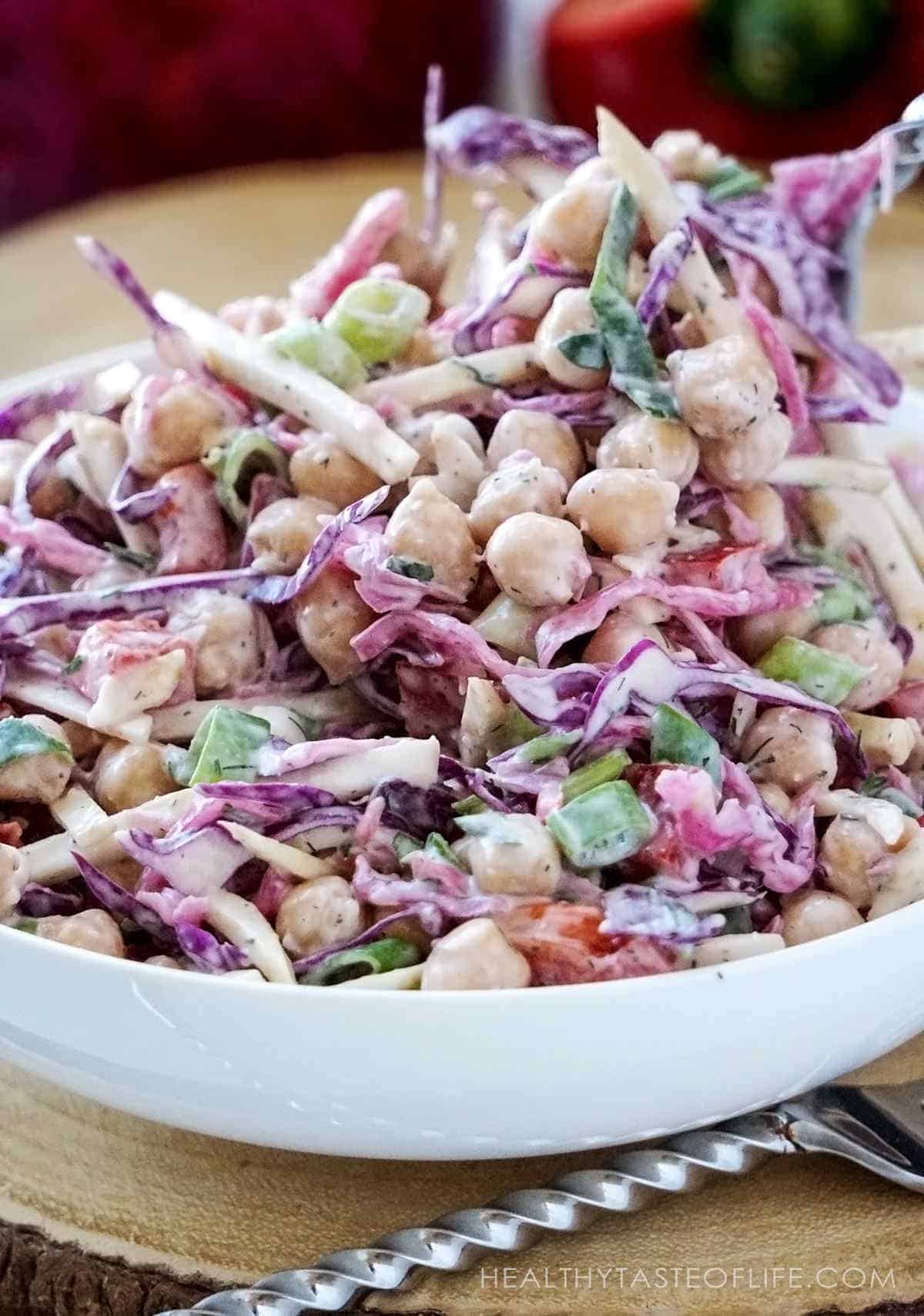 Red Cabbage Chickpea Salad Vegan 