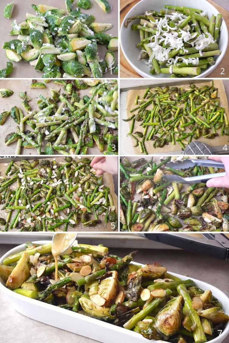 Roasted Brussels Sprouts And Asparagus With A Tangy Sauce | Healthy ...