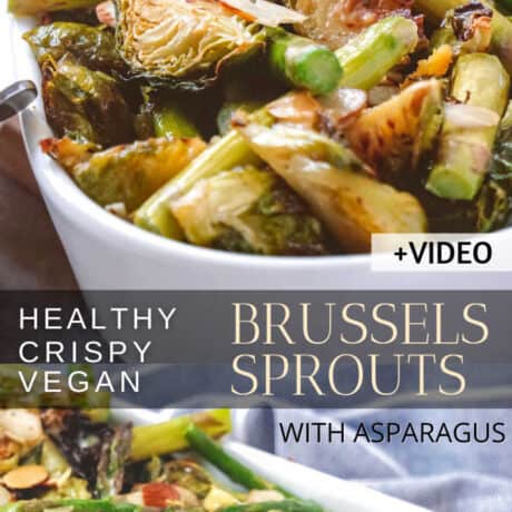 Roasted Brussels Sprouts And Asparagus With Sauce.