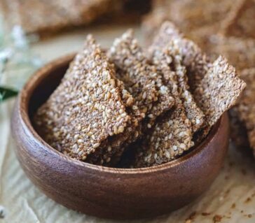 Puffed amaranth crackers with seeds vegan gluten free