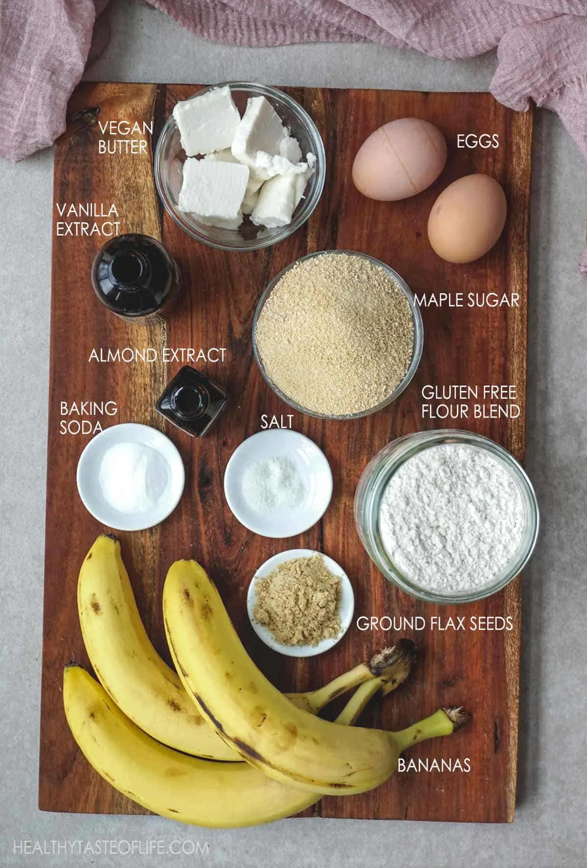 Ingredients for gluten free banana cake batter #bananacake #glutenfree