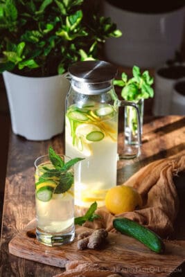 cucumber lemon mint ginger water.