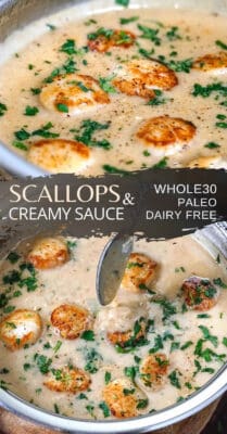 Whole30 paleo scallops with a dairy free sauce