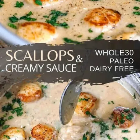 Whole30 paleo scallops with a dairy free sauce