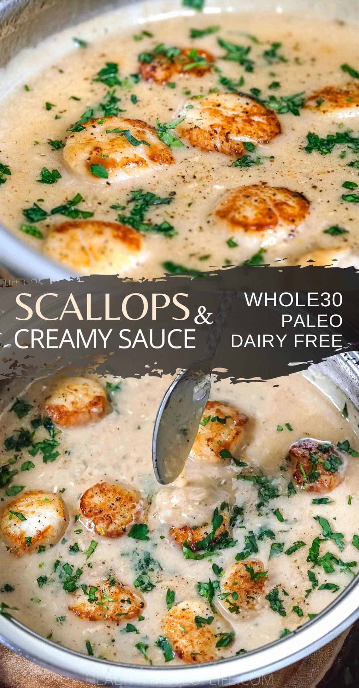 Whole30 Scallops In A Dairy Free Cream Sauce Paleo, Gluten Free Recipe Pinterest.