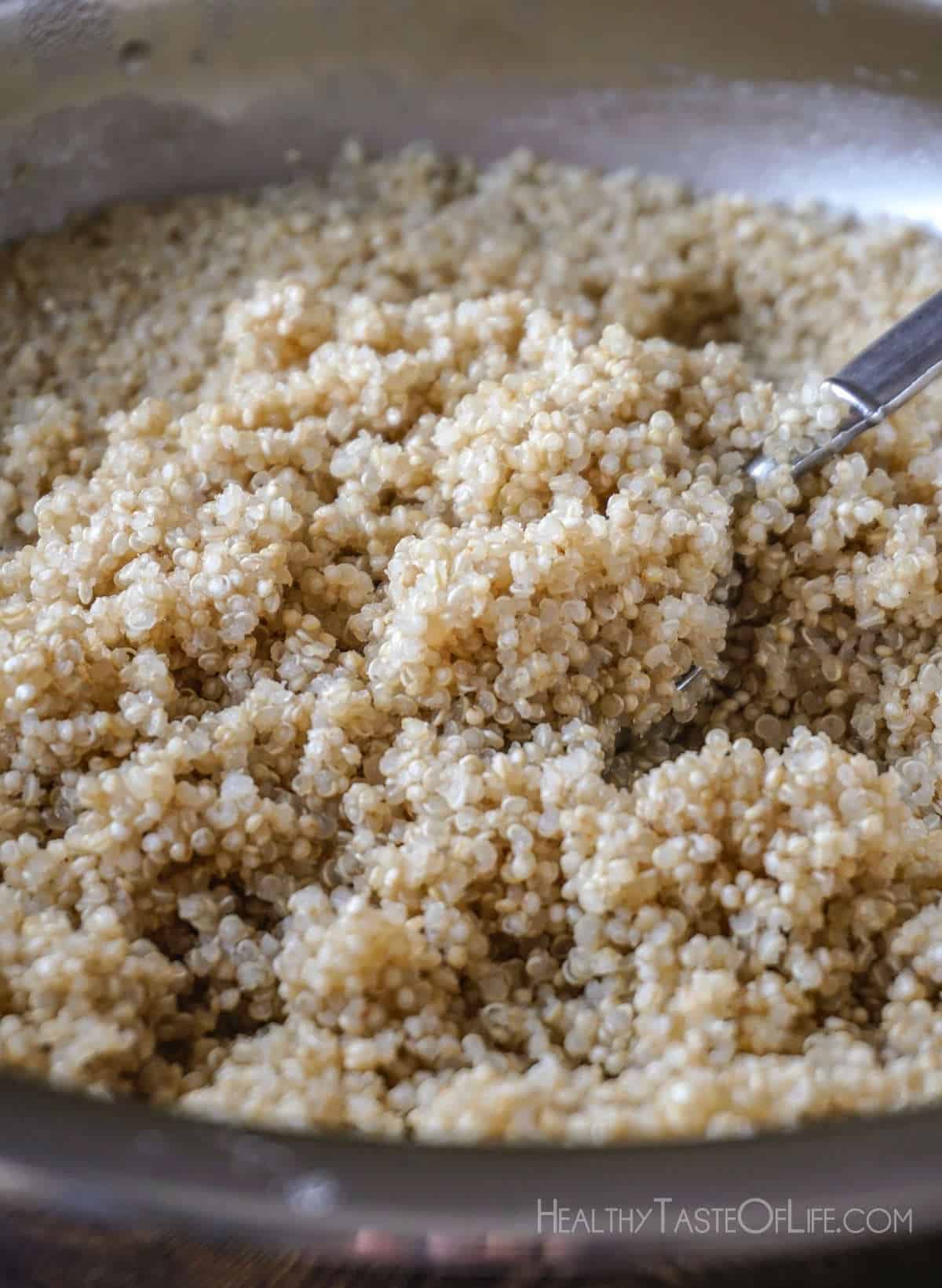 Fluffy cooked quinoa.