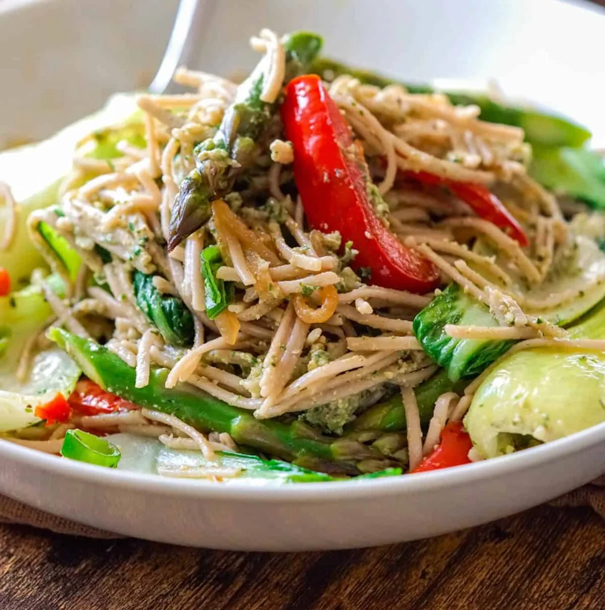 Gluten free buckwheat soba noodles stir fry recipe.