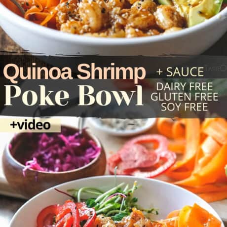 Shrimp quinoa poke bowl recipe.