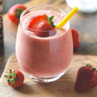 Vegan strawberry banana milkshake