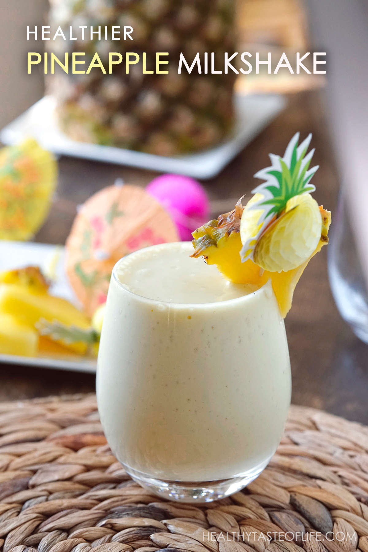 Coconut Pineapple Milkshake In a glass.