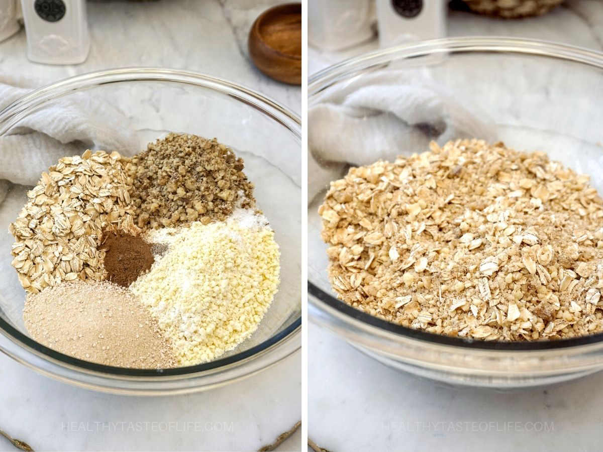 process shots: how to make oat crumb topping.