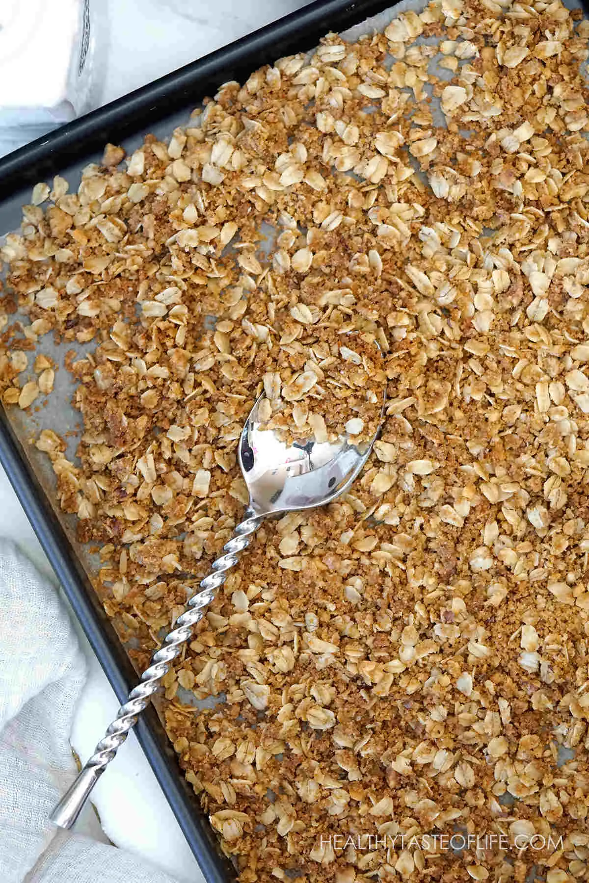 Oaty crumble topping.