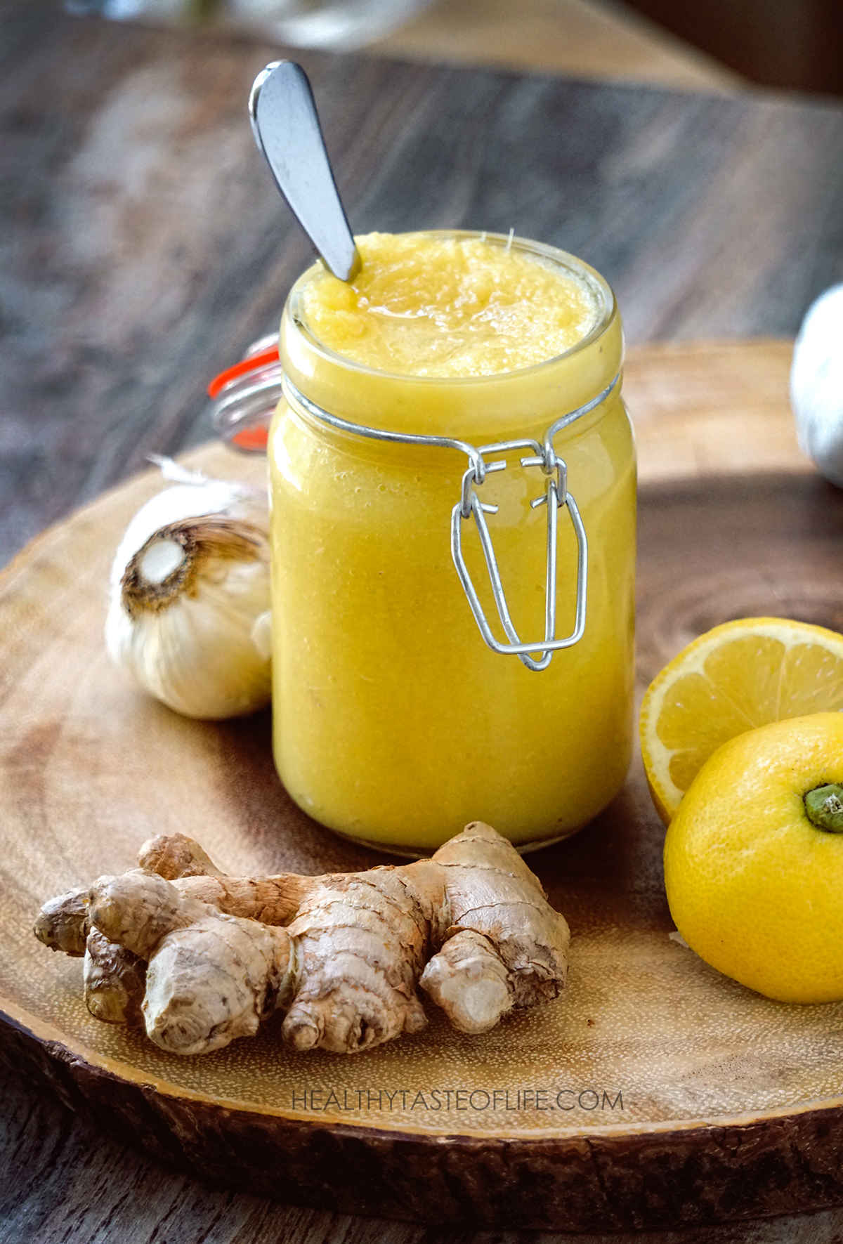 Homemade Immunity Boosting Recipe With Lemon Ginger Garlic And Honey. A natural home remedy:  immune booster recipe.