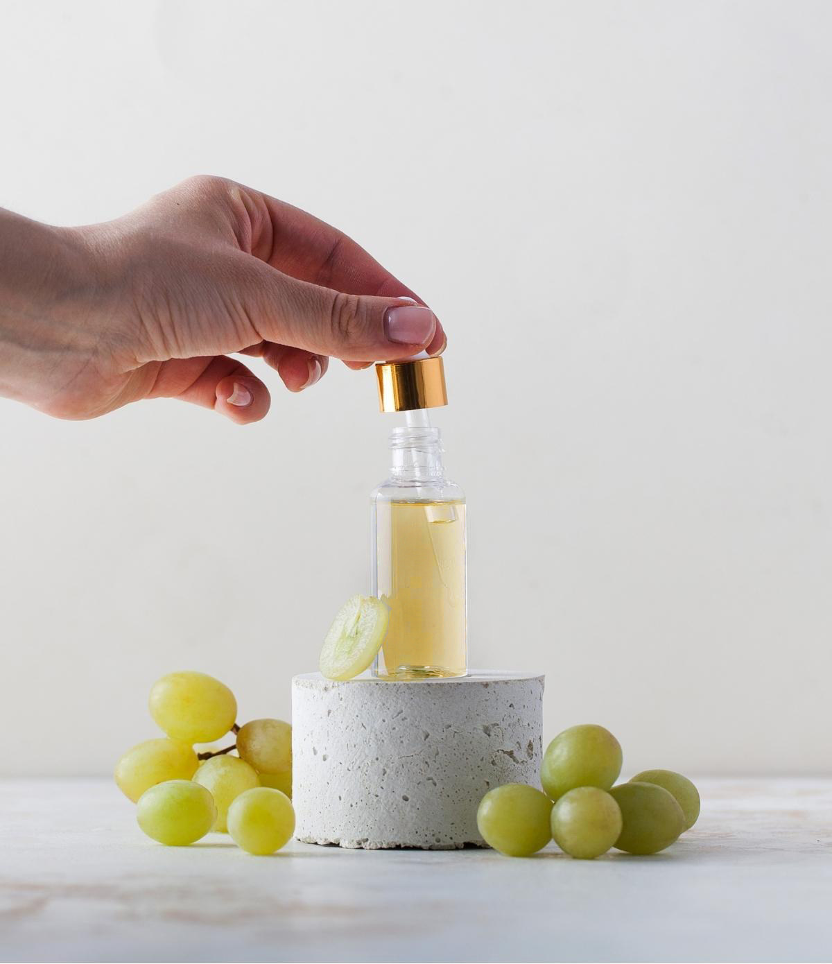 Grapeseed oil as ingredient in homemade face moisturizer.