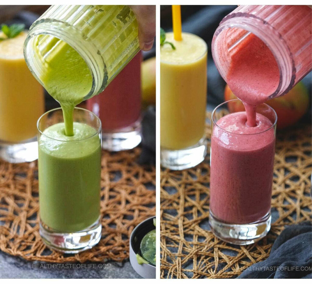 pouring dairy free smoothies on the go 