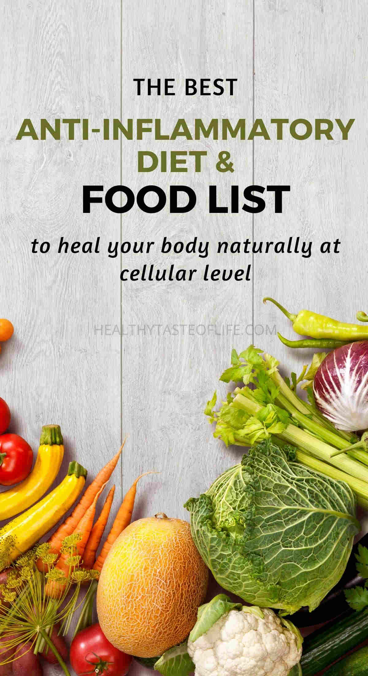 Anti-inflammatory food choices that can help reduce chronic inflammation and improve our immune system. Explore what healing on cellular level means and the benefits of certain foods for healing. Plus tips that will help you to choose the best anti-inflammatory food list - PDF and inflammatory foods to avoid. #antiinflammationfoods #antiinflammationdiet #antiinflammatoryfoodlist #healingfoods #guthealingfoods #guthealingdiet
