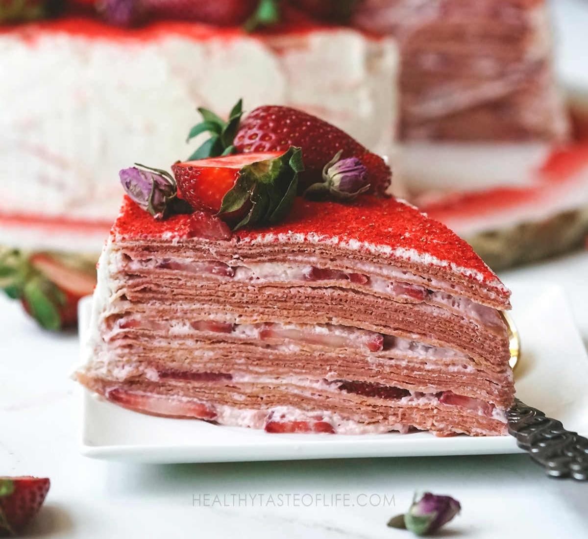 Strawberry Crepe Cake (+GF/DF Option) | Healthy Taste Of Life