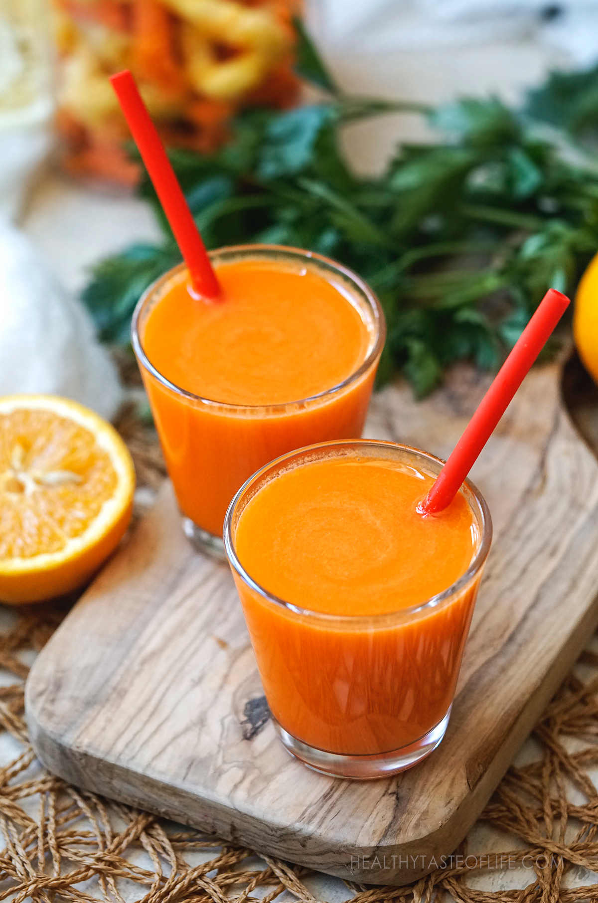 Carrot orange and ginger juice.