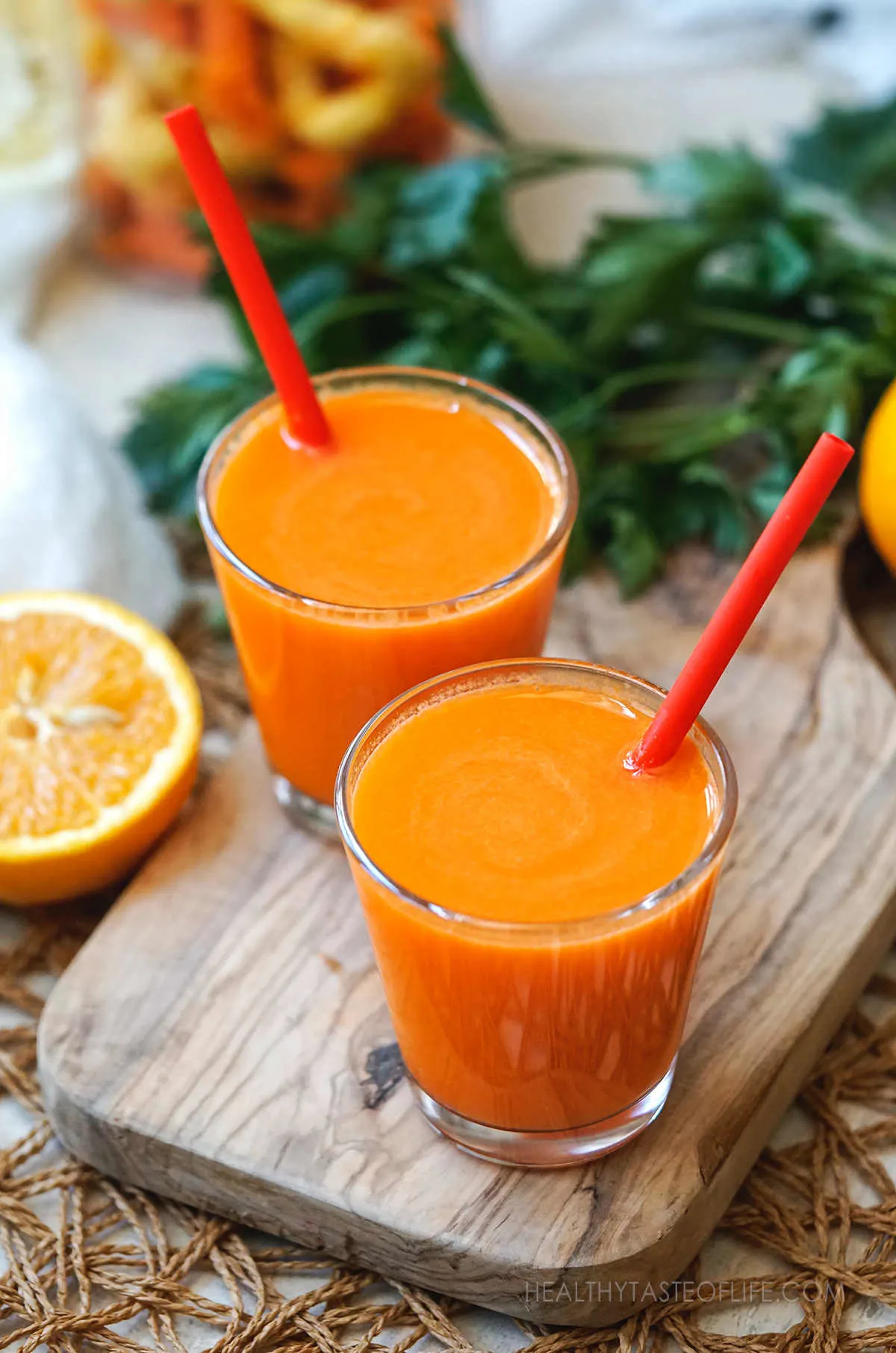 Carrot orange and ginger juice for immune system.