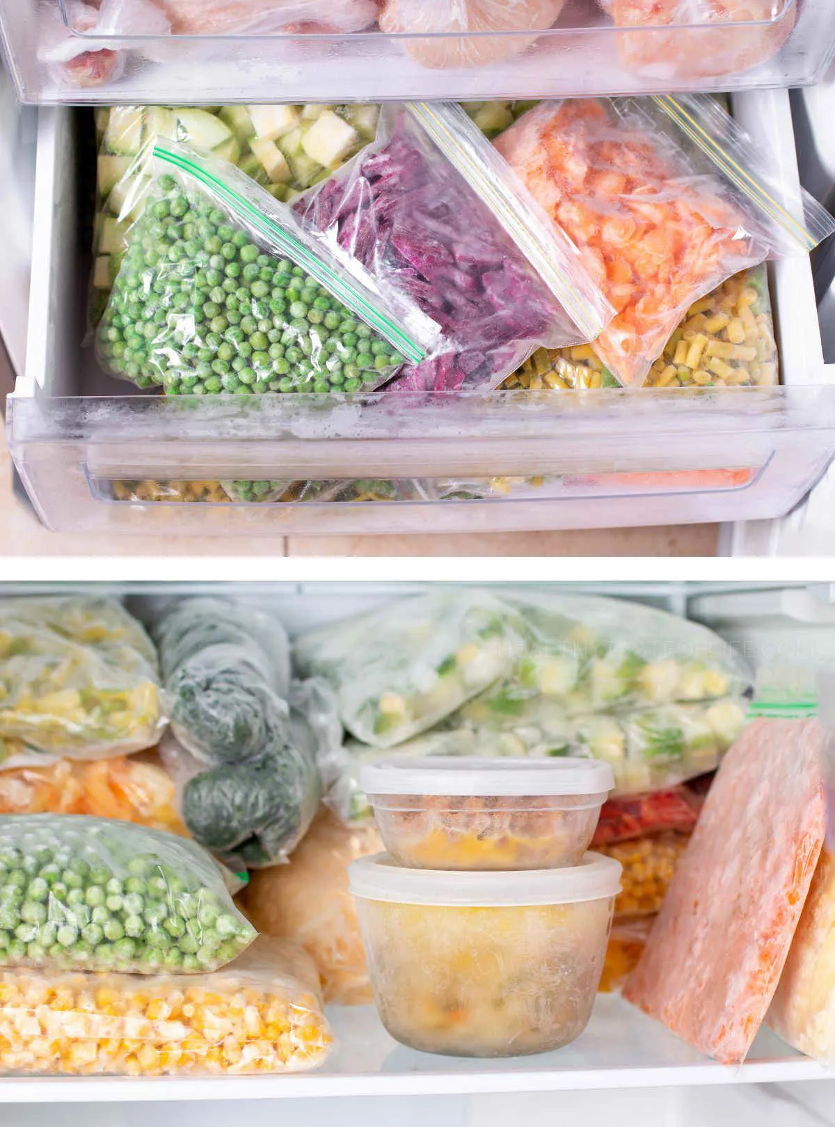 Frozen produce to be used as meal prep and planning.