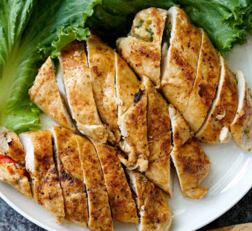 sliced stuffed chicken roll