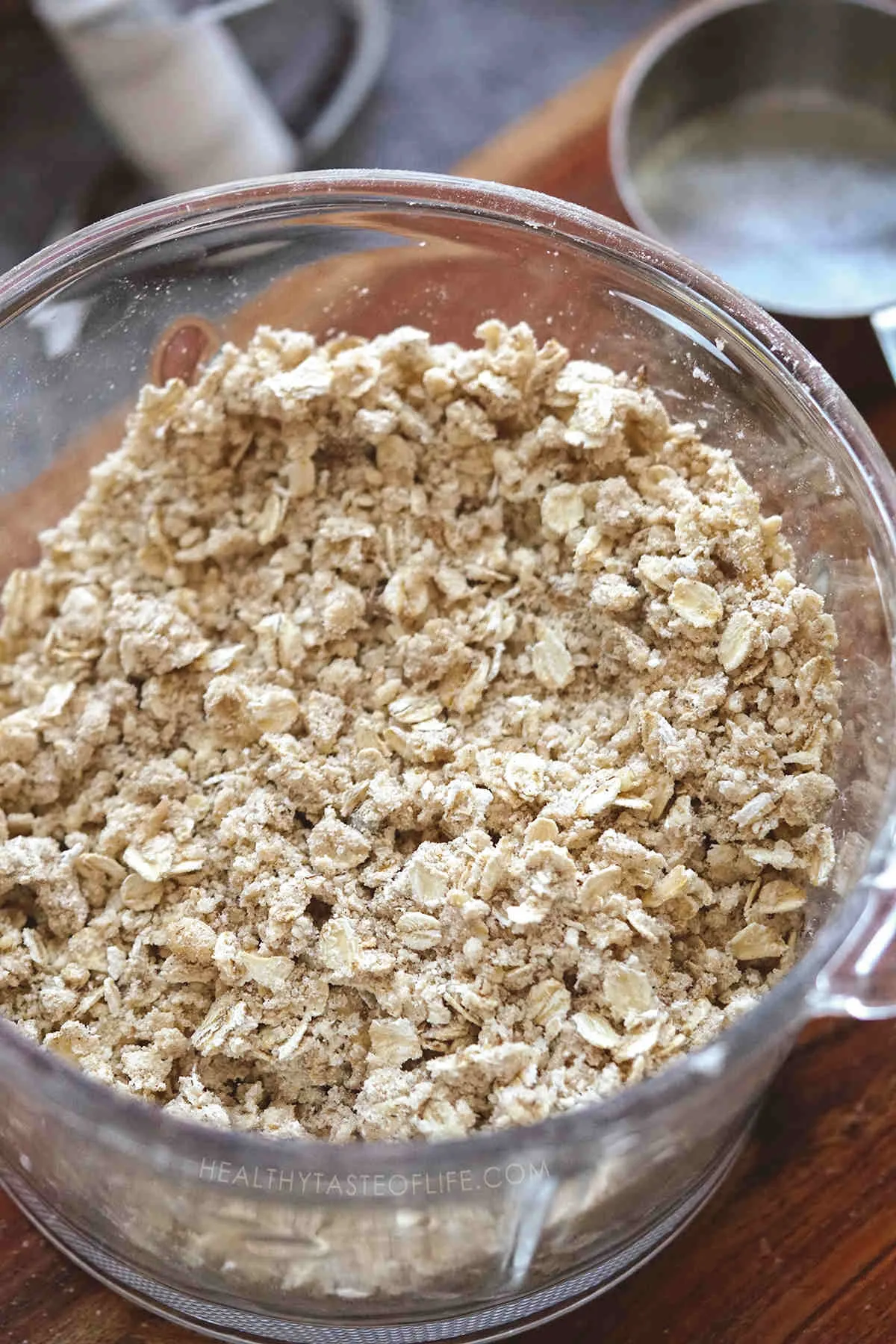 Unbaked oatmeal crumble to be used as topping.