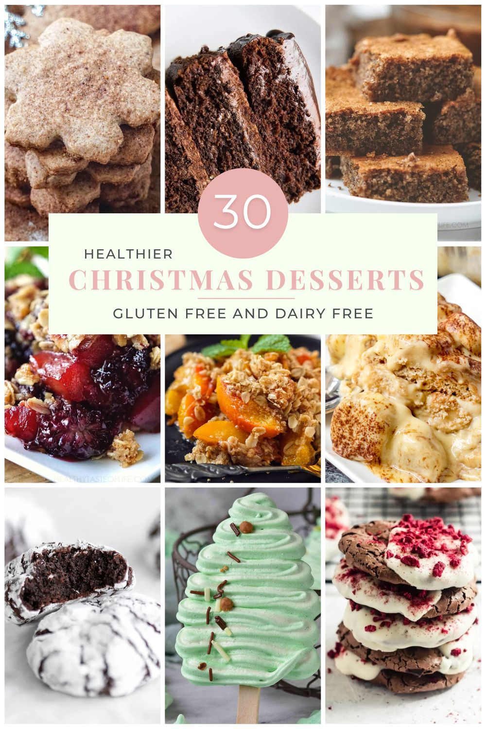 Healthier gluten free Christmas desserts, from fruit based desserts to those made with alternative flours and healthier ingredients. From cookies to cakes and pies these are sweet, decadent and lighter to your stomach, so you can indulge in your favorite Christmas desserts without feeling guilty. Most of them are naturally gluten free, dairy free and some vegan friendly perfect to celebrate any holiday! #christmas #desserts #glutenfree #dairyfree #recipes #holidays #treats #healthy