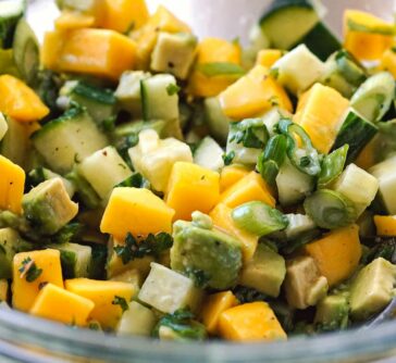 mango cucumber salad with avocado