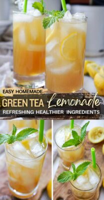 This iced green tea lemonade recipe - a refreshing, flavorful drink that is perfect for summer days. Made with antioxidant-rich green tea and zesty lemon juice, this refreshing drink offers a delicious way to stay hydrated and boost your health. This healthier green tea lemonade is easy to make and can be customized with different flavors to suit your taste. Best homemade lemonade made with green tea. #greentealemonade #refreshingdrinks #healthylemonade