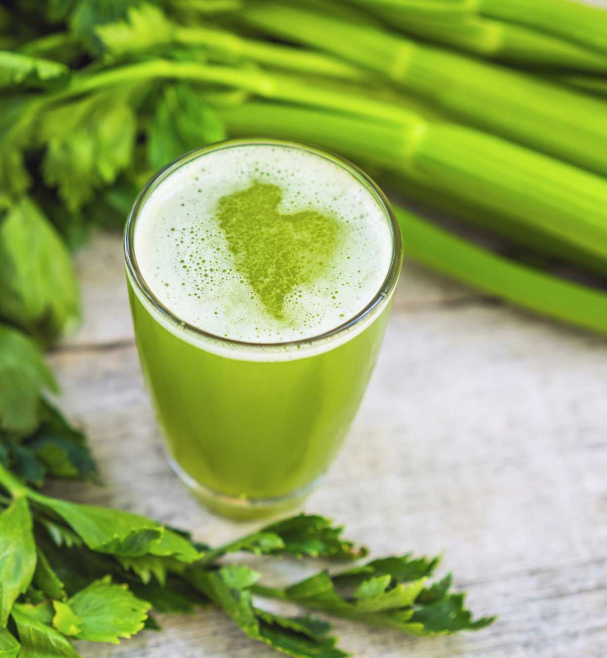 Celery juice close up shot