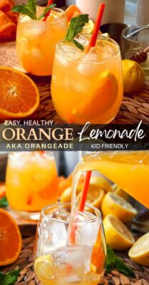 This orange lemonade recipe (also named orangeade) is a delicious refreshing drink that’s best enjoyed cold during hot summer days. And if you’re looking for something that’s both zesty and sweet, then you’ll absolutely love this orange lemonade recipe. It’s a simple yet re-energizing drink recipe that combines the tangy flavor of lemons with the sweetness of oranges and is a sure-fire hit for the adults and kids alike.