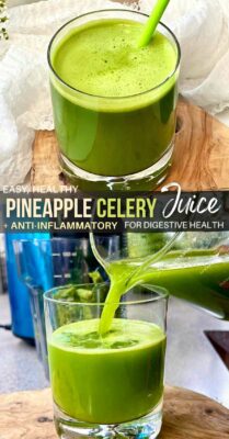 Delicious and health-boosting celery and pineapple juice recipe! Experience the perfect blend of sweet and refreshing, while reaping the impressive benefits of pineapple and celery juice. Make the choice for a healthier you, clease and detox your digestive health with this easy-to-make nutrient powerhouse! #juicing #CeleryAndPineappleJuice #HealthyLiving