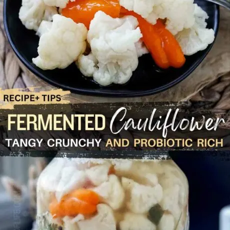 Easy-to-follow Fermented Cauliflower Recipe - transform ordinary cauliflower into a probiotic-rich, tangy delight. Perfect for beginners and seasoned fermenters alike, this guide shows you how to lacto-ferment cauliflower, creating a nutritious and delicious side to your meals. Not just pickled but health-packed, this fermented cauliflower recipe guarantees a rewarding experience with every bite. Try new ways to ferment vegetables today and add a burst of flavor and wellness to your diet.