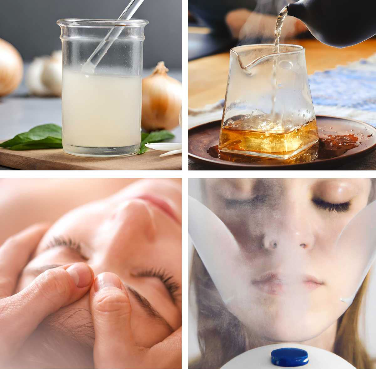 collage of pictures showing natural decongestant remedies.