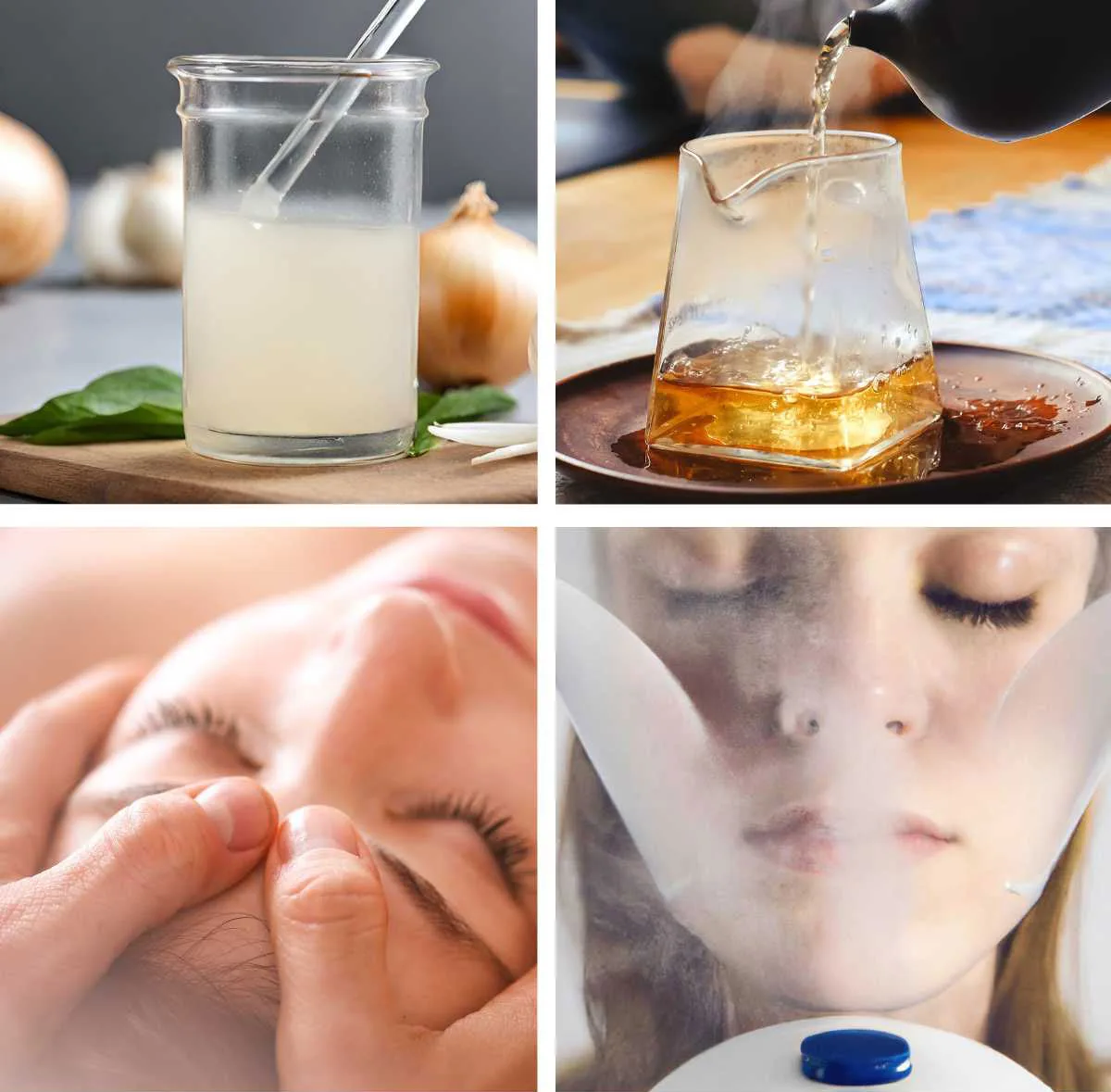 collage of pictures showing natural decongestant remedies