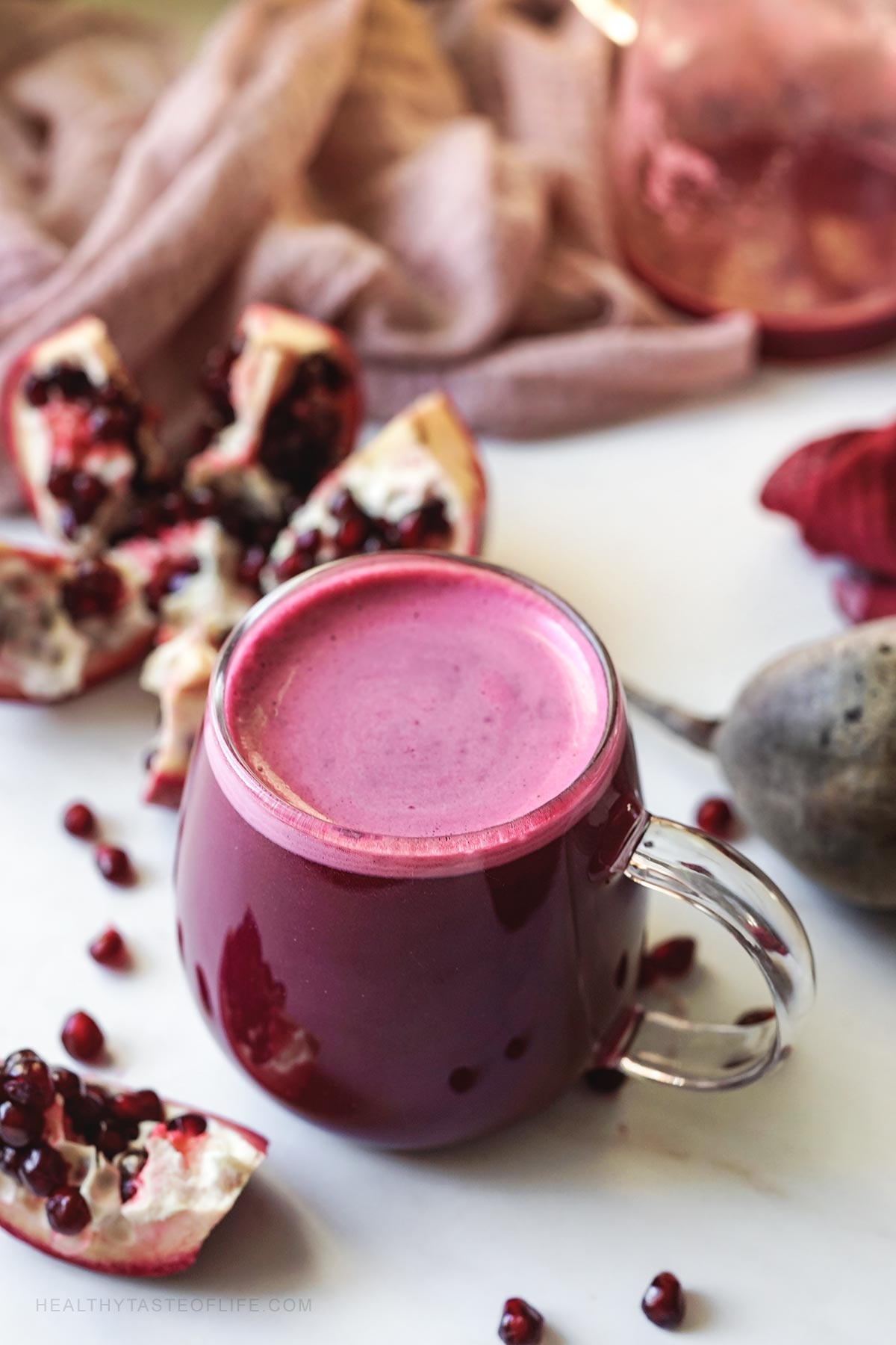 pomegranate and beet juice glass cup