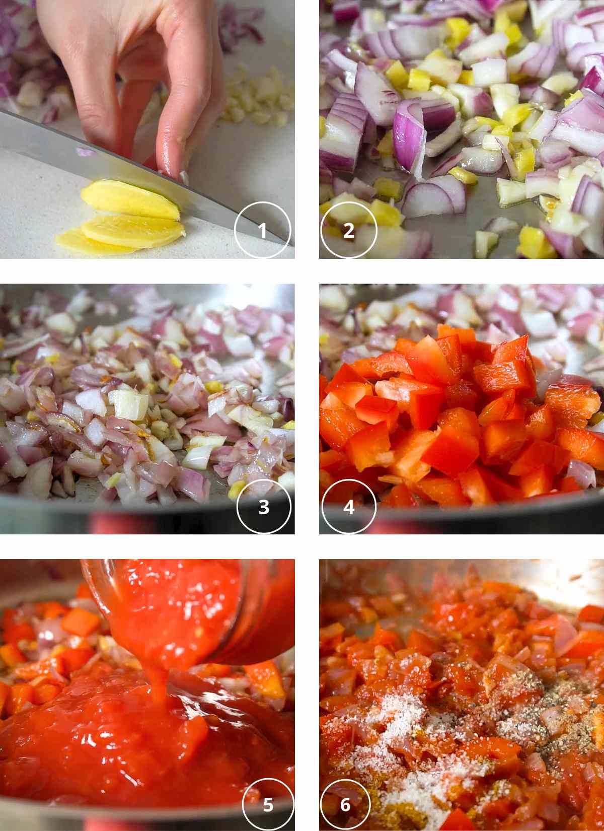 First process photos collage showing steps of making mediterranean chickpea soup.