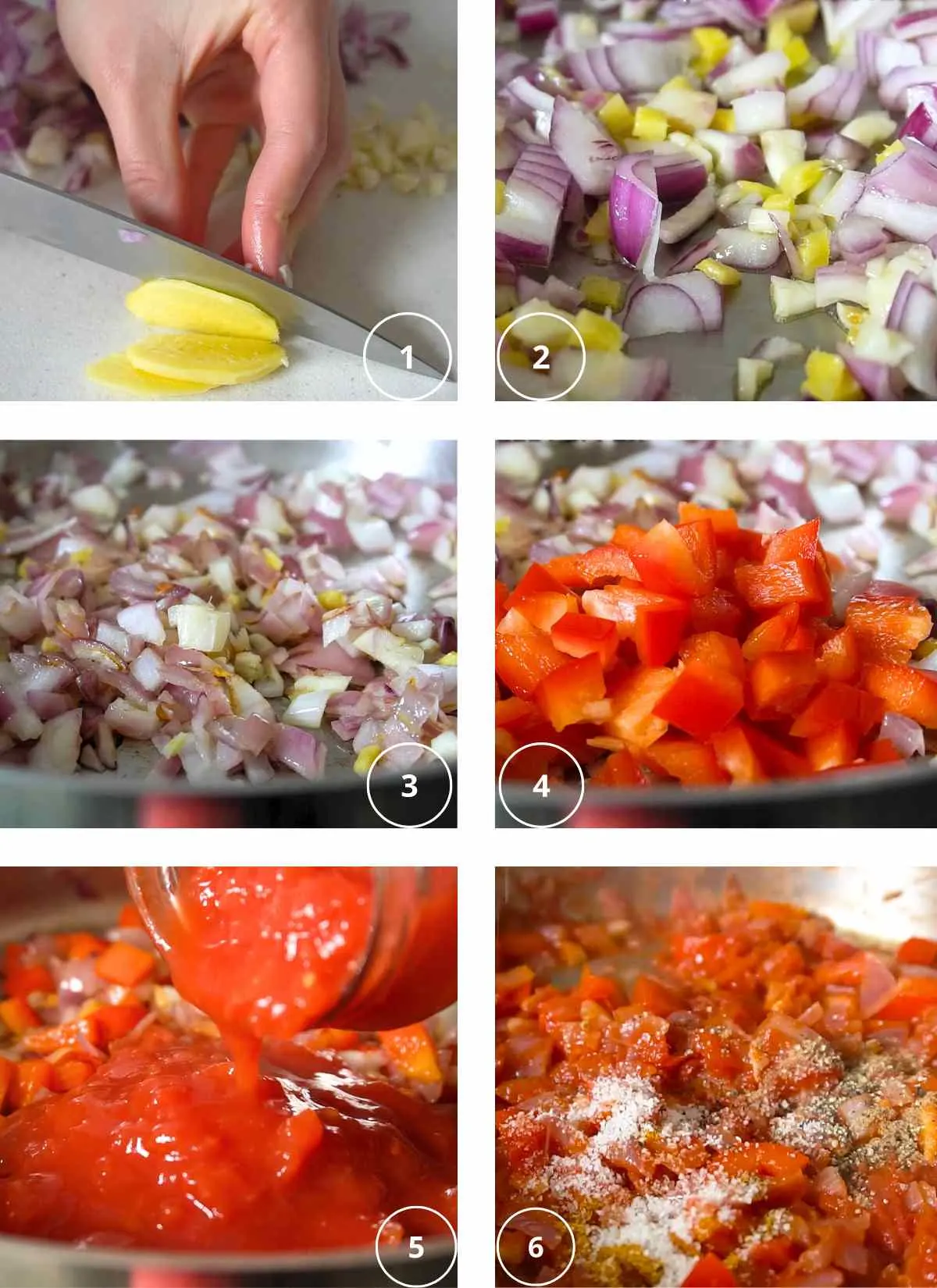 First process photos collage showing steps of making mediterranean chickpea soup.