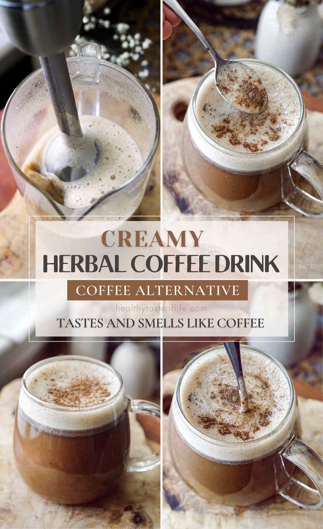 This creamy herbal coffee drink is packed with rich caramel flavors and health perks. This recipe is easy to make and can be enjoyed hot or chilled /over ice. Or add some hot cream and trasnsform into a foamy latte. Brew it strong and let it cool for a refreshing iced coffee for those hot days. Give this dairy-free and gluten-free herbal coffee alternative a go and enjoy the unique blend that not only tastes deliciously similar to coffee but also offers a nice blend of sweetness, flavor and wellness.