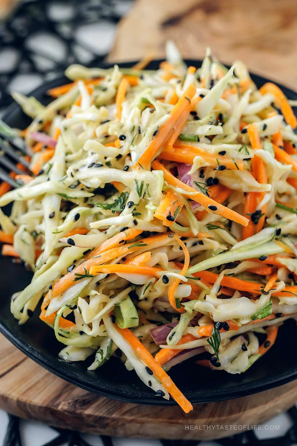 Ready to serve cabbage anad carrot salad.