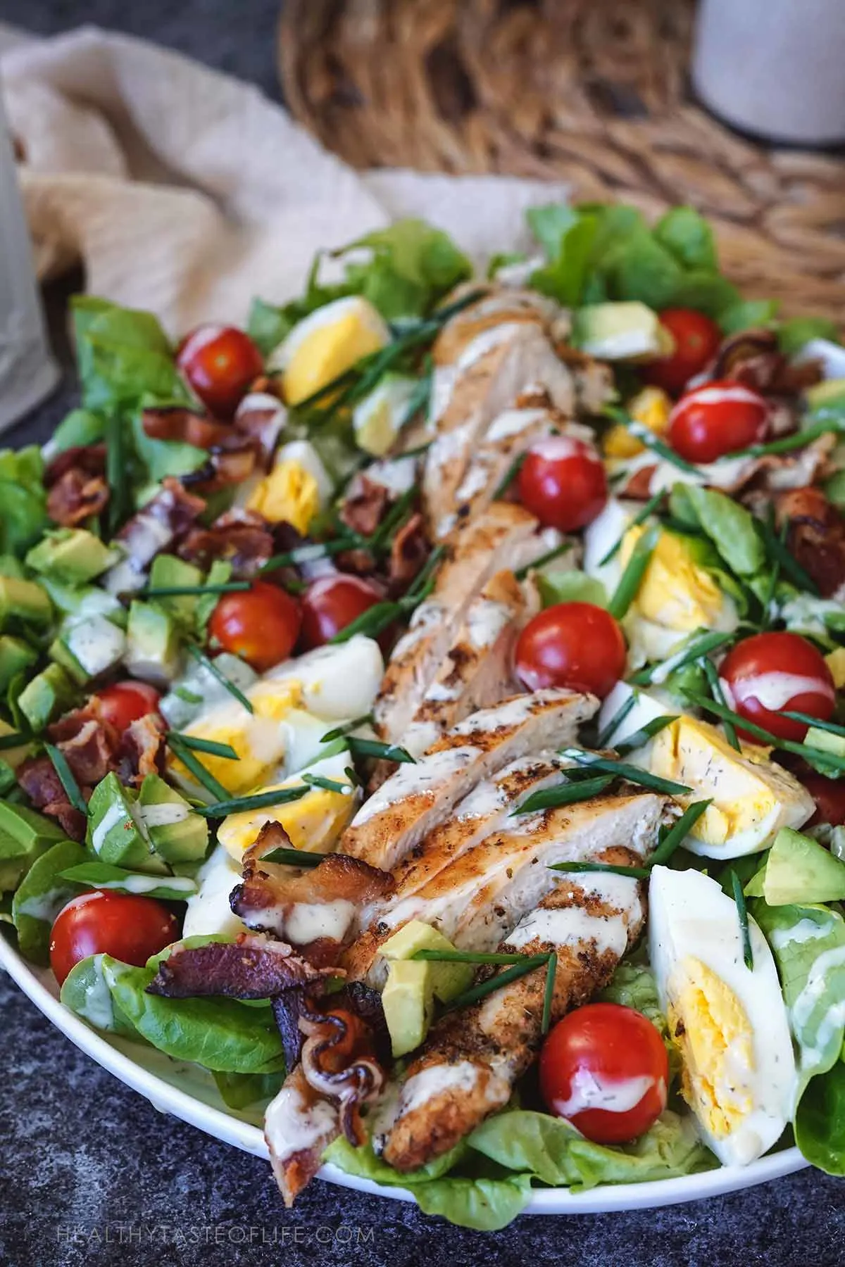 cobb salad in a large platter