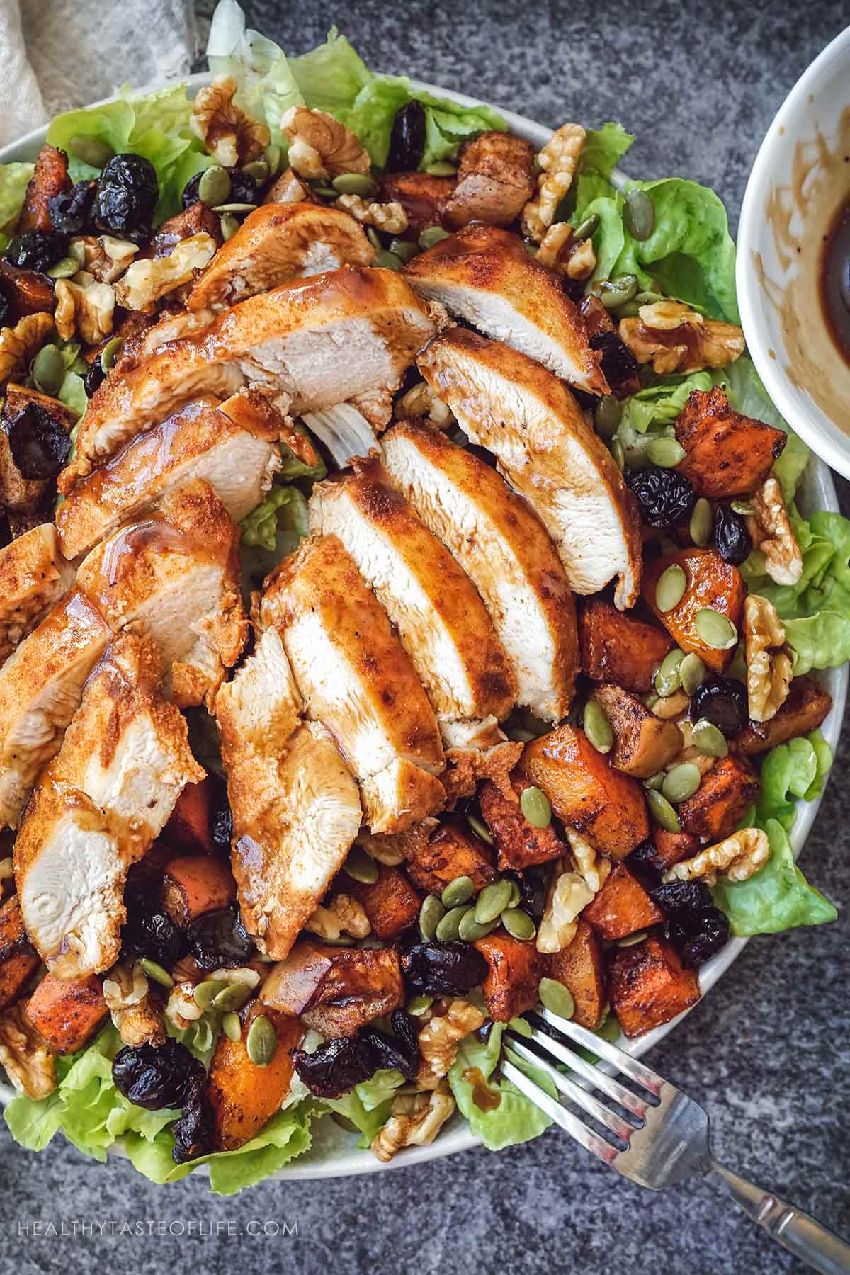 fall harvest salad with chicken