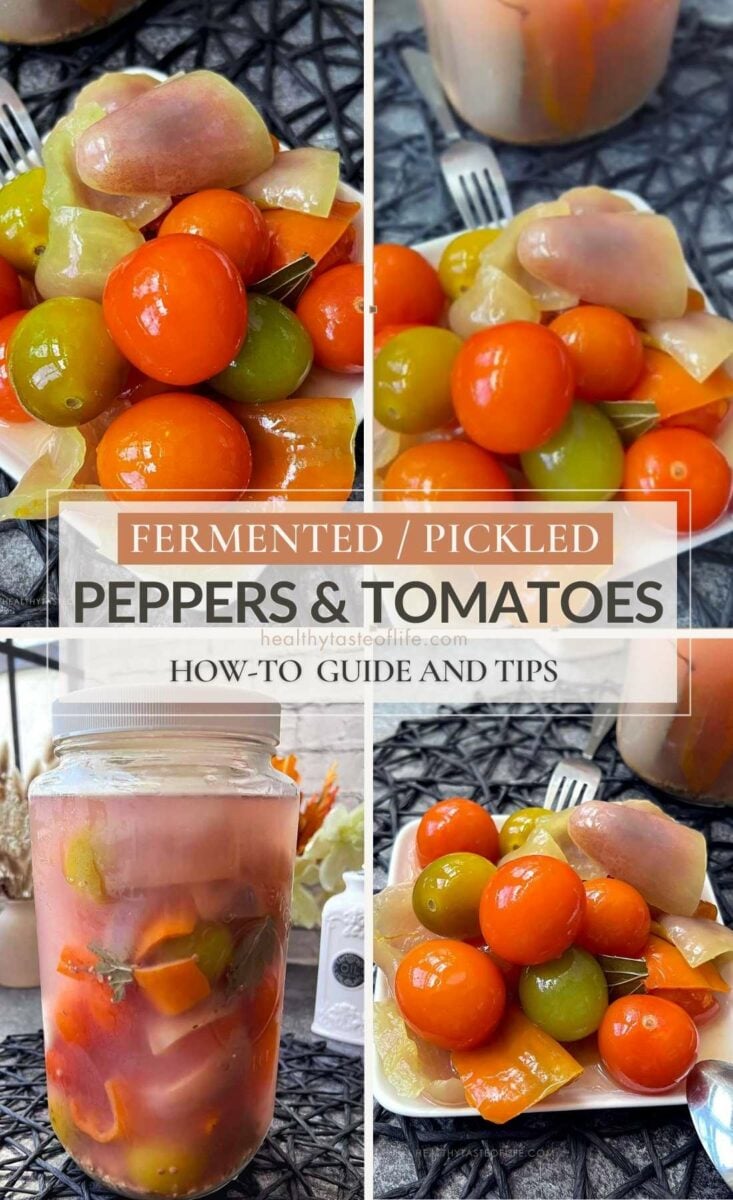 Fermented peppers and tomatoes pickled recipe, homemade pickled vegetbales