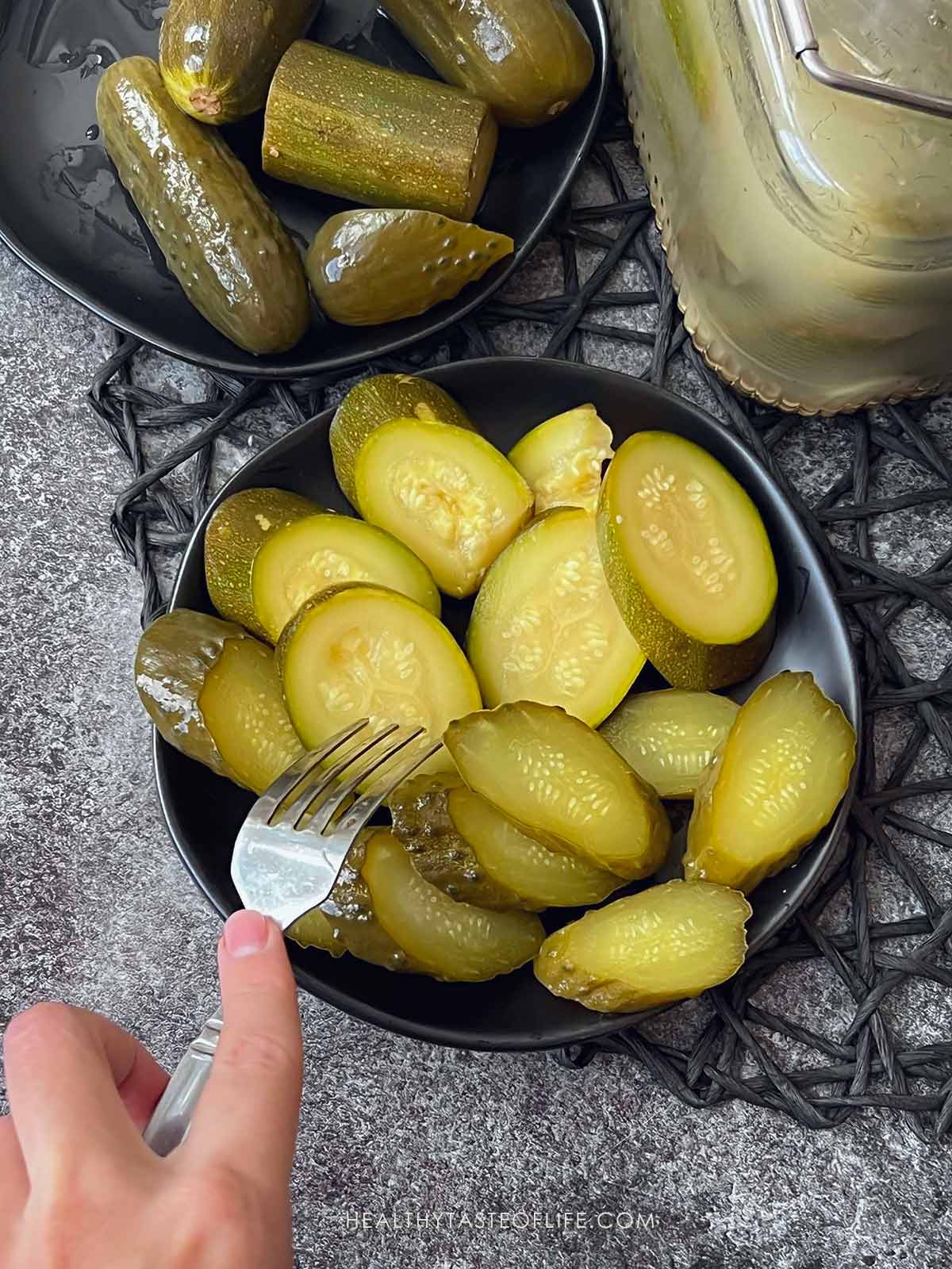 ready to eat fermented cucumbers and zucchini