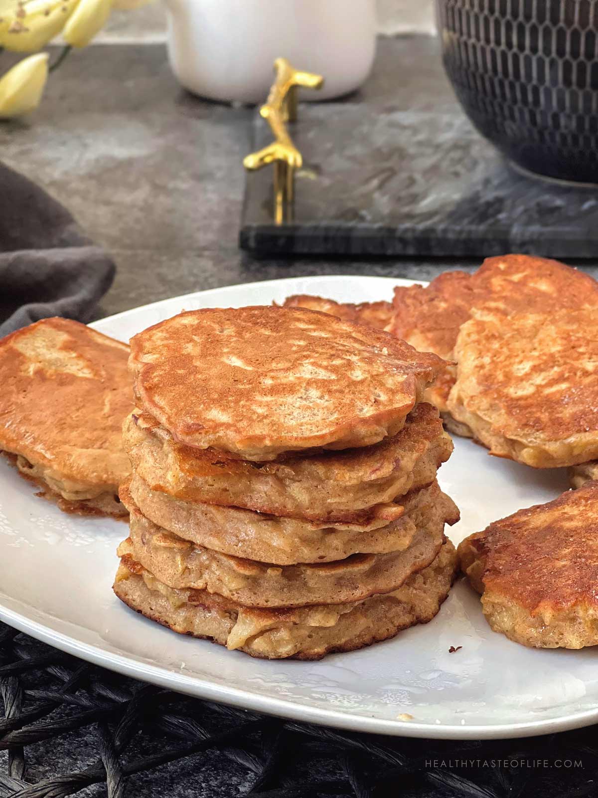 stacked apple pancakes